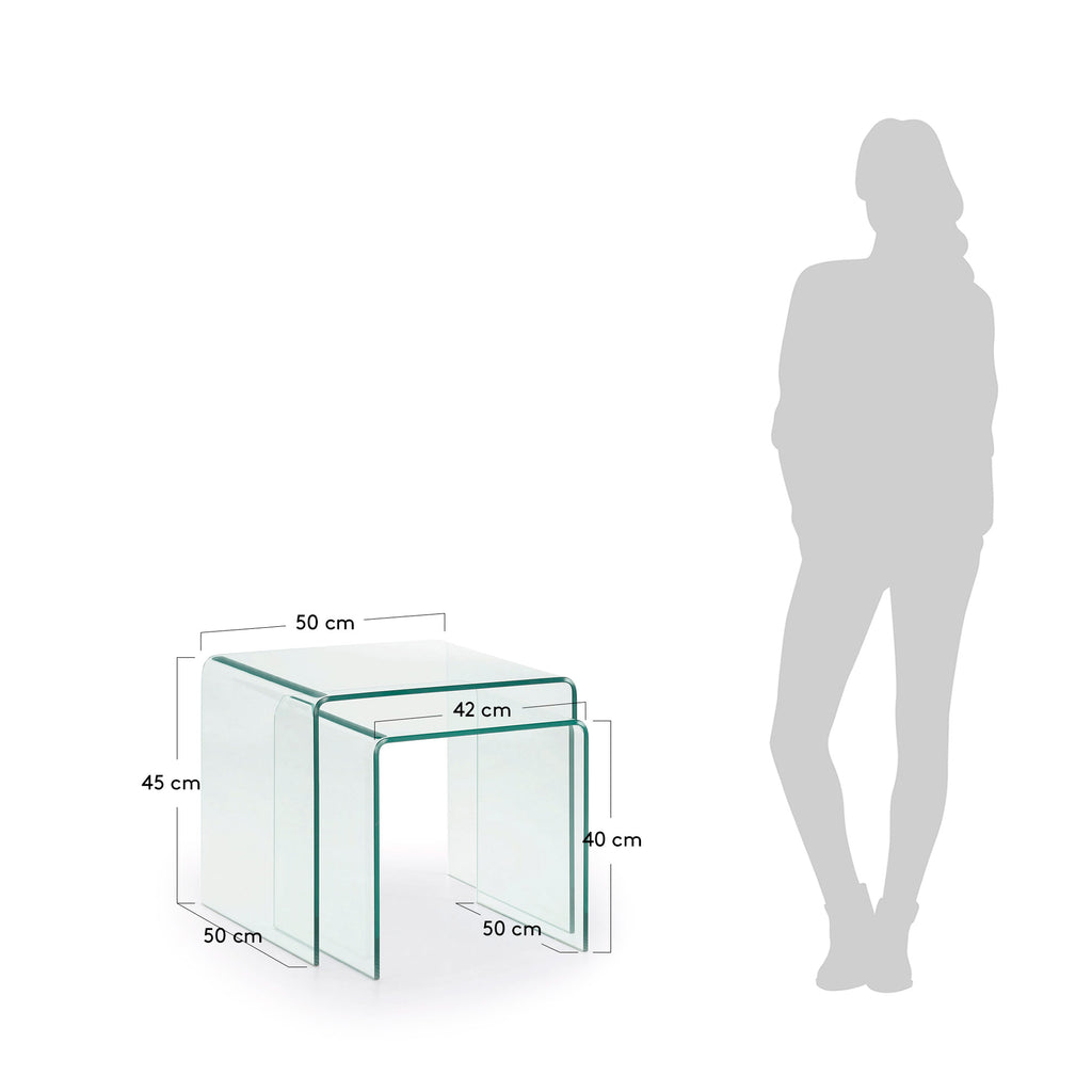 Burano nest of 2 glass tables