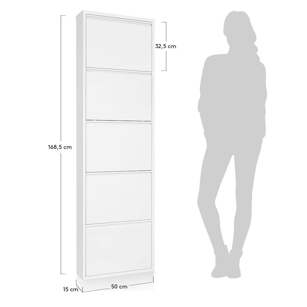Shoe rack Ode 50 x 168,5 cm 5 doors white