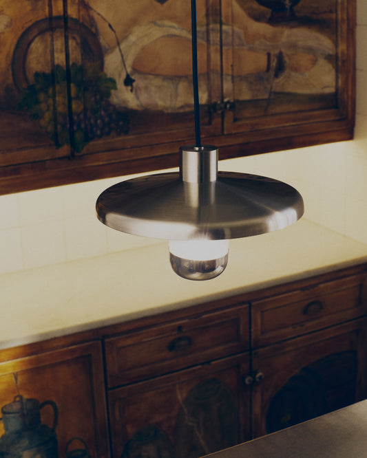 Nuvira ceiling lamp in light grey brushed metal