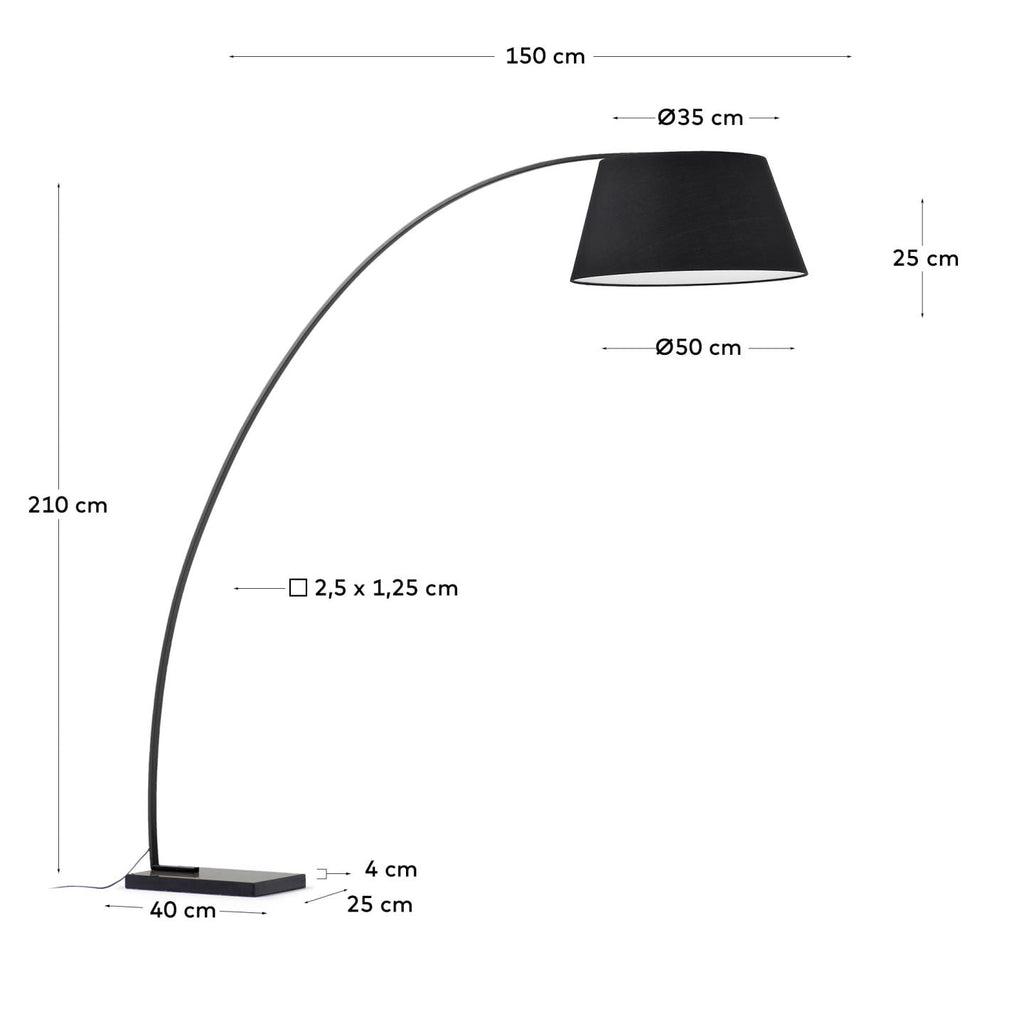 Juhe floor lamp in steel and black marble