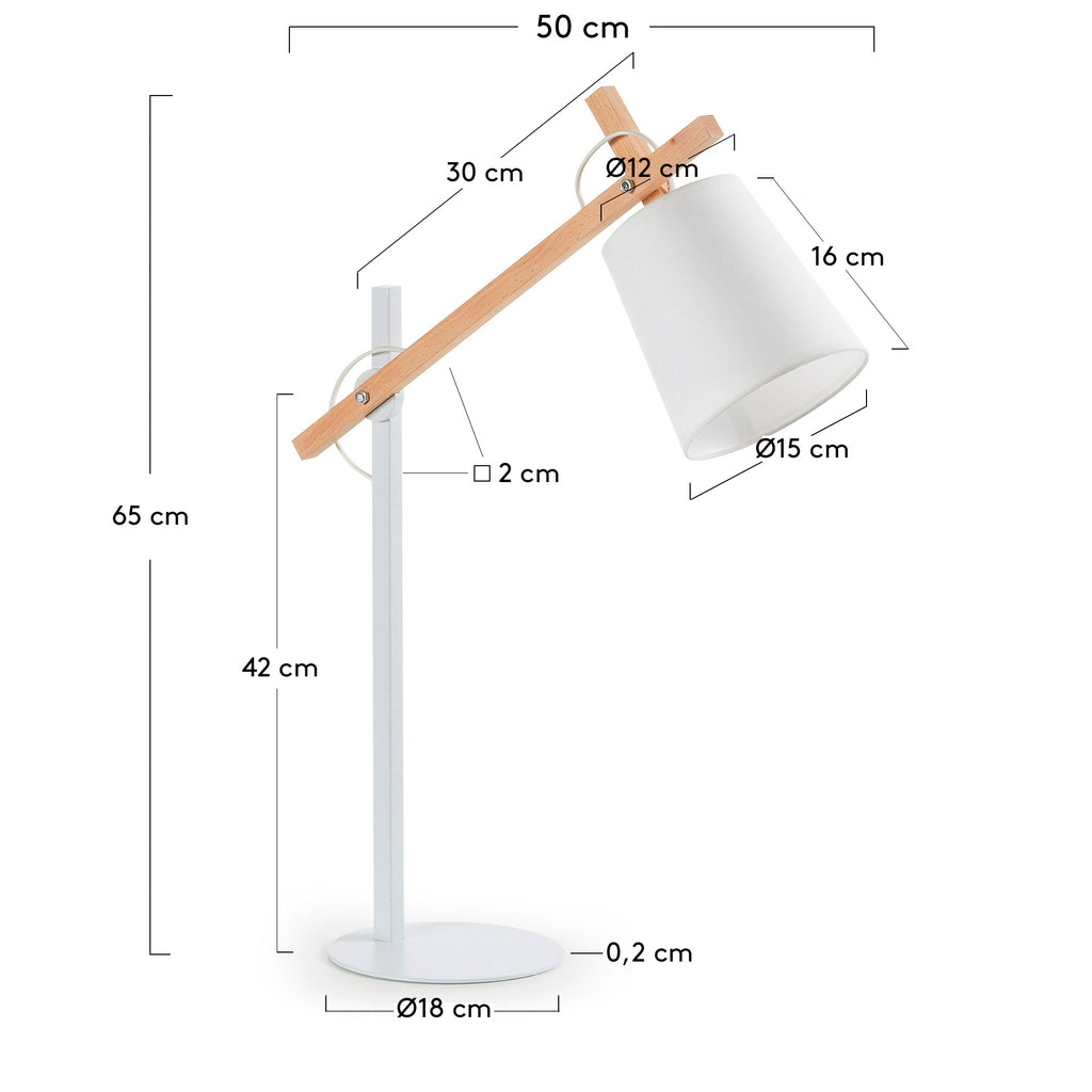 Kosta table lamp made of steel and solid beech wood
