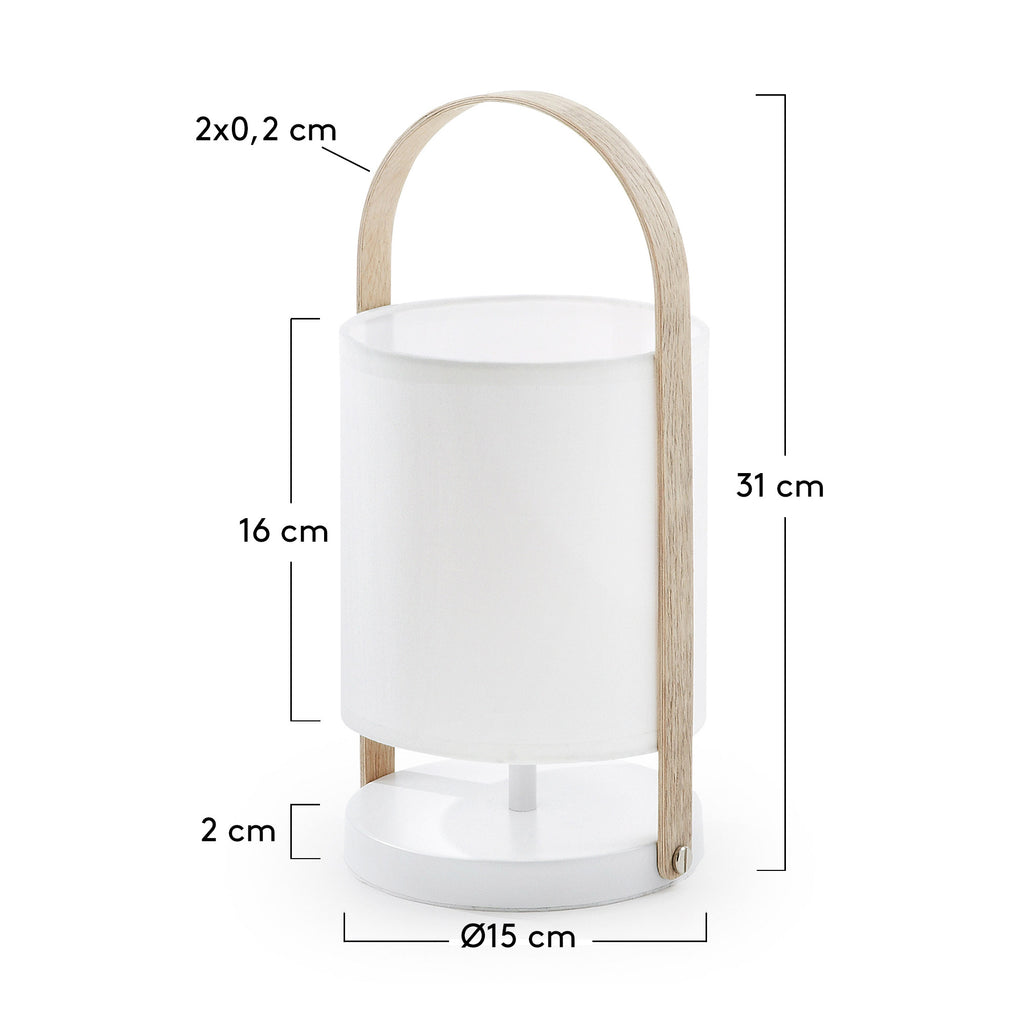 Zayma table lamp in beech wood and white cotton