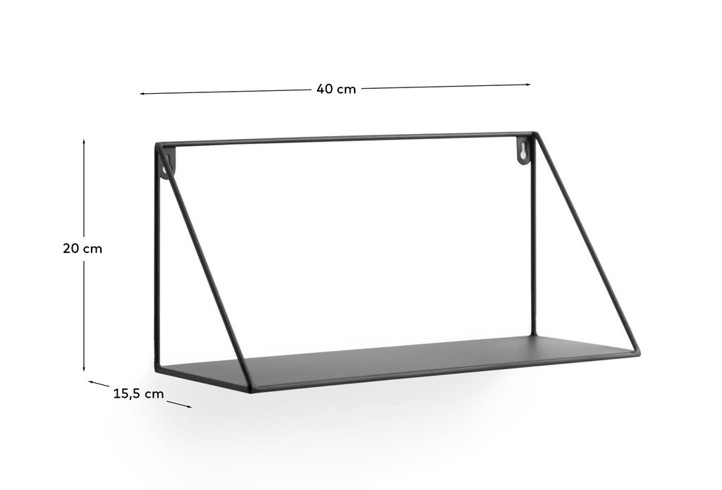 Teg triangular shelf in steel with black finish 40 x 20 cm