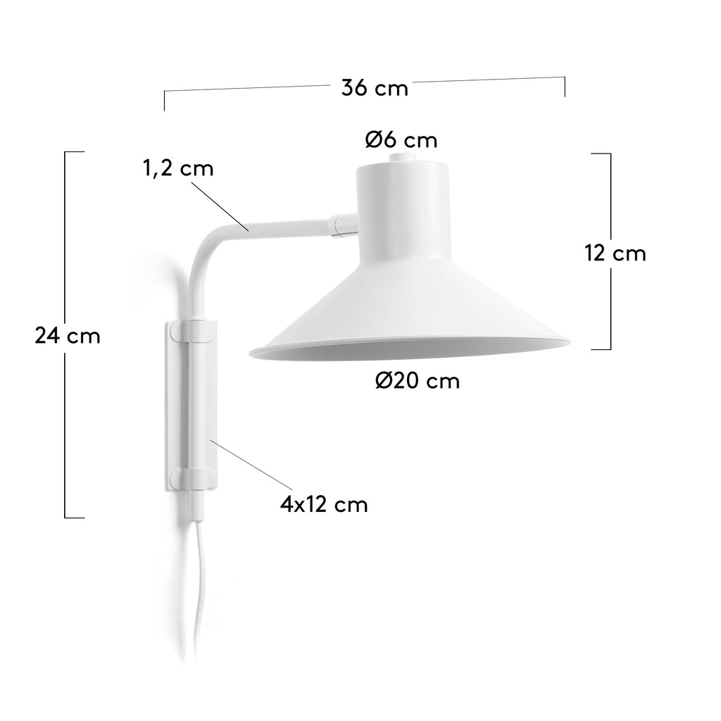 Aria small steel wall light with white finish