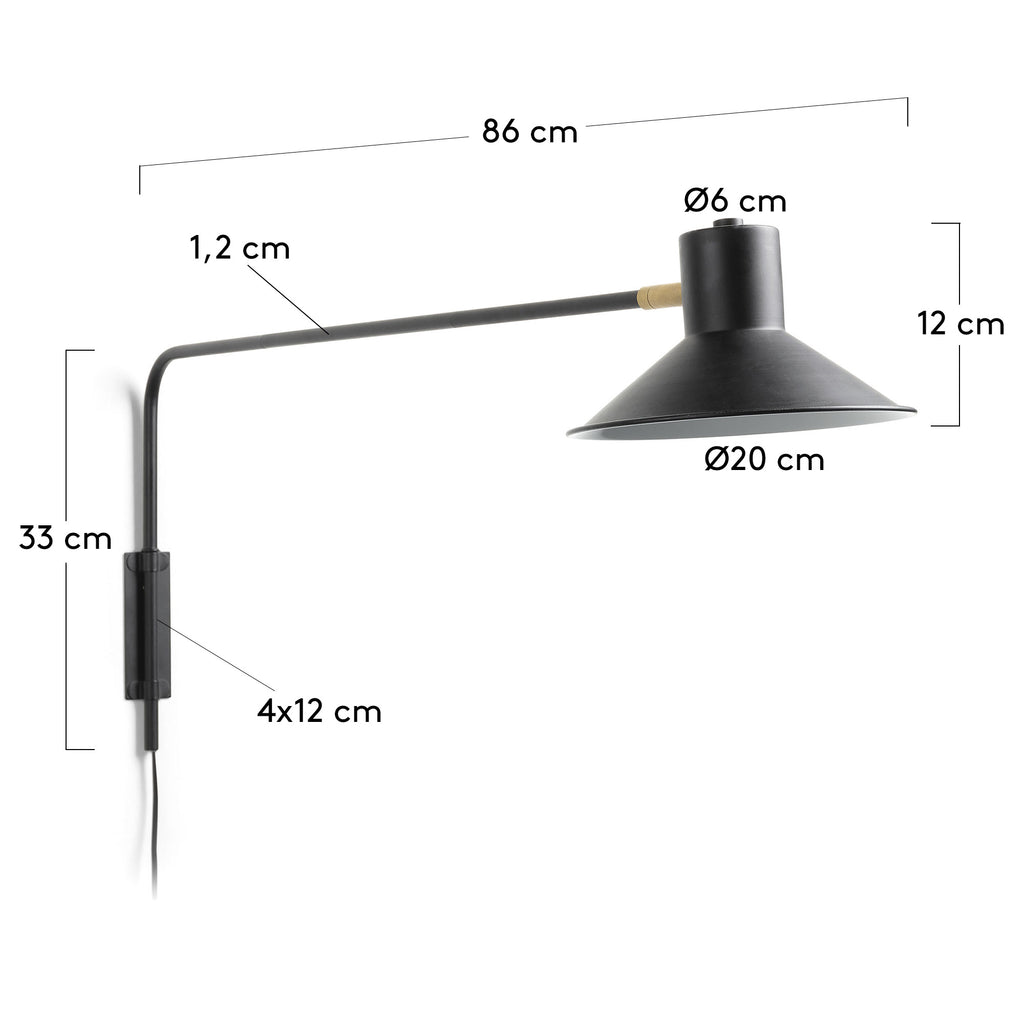 Aria wall light in steel with black finish