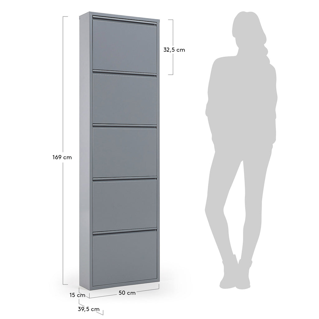 Shoe rack Ode 50 x 168,5 cm 5 doors grey