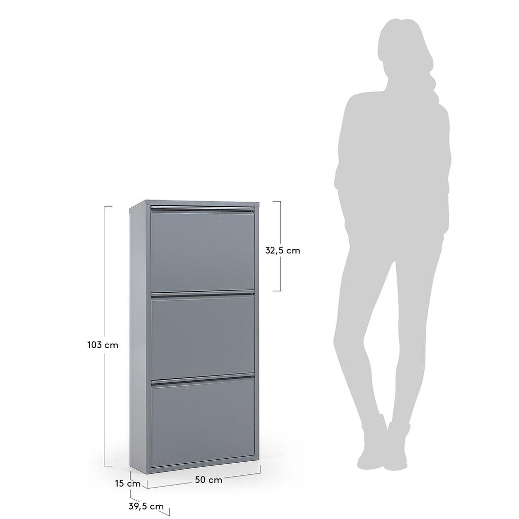 Shoe rack Ode 50 x 103 cm 3 doors grey
