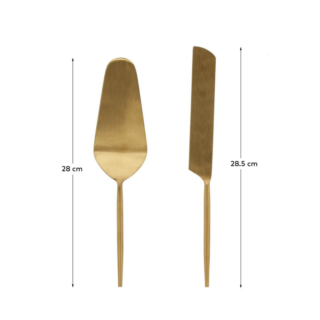 Lite 2-piece cutlery set for cake gold