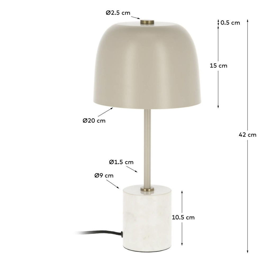 Alish table lamp in metal and marble