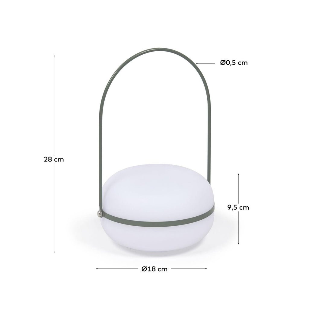 Tea table lamp in polythene and metal with green finish