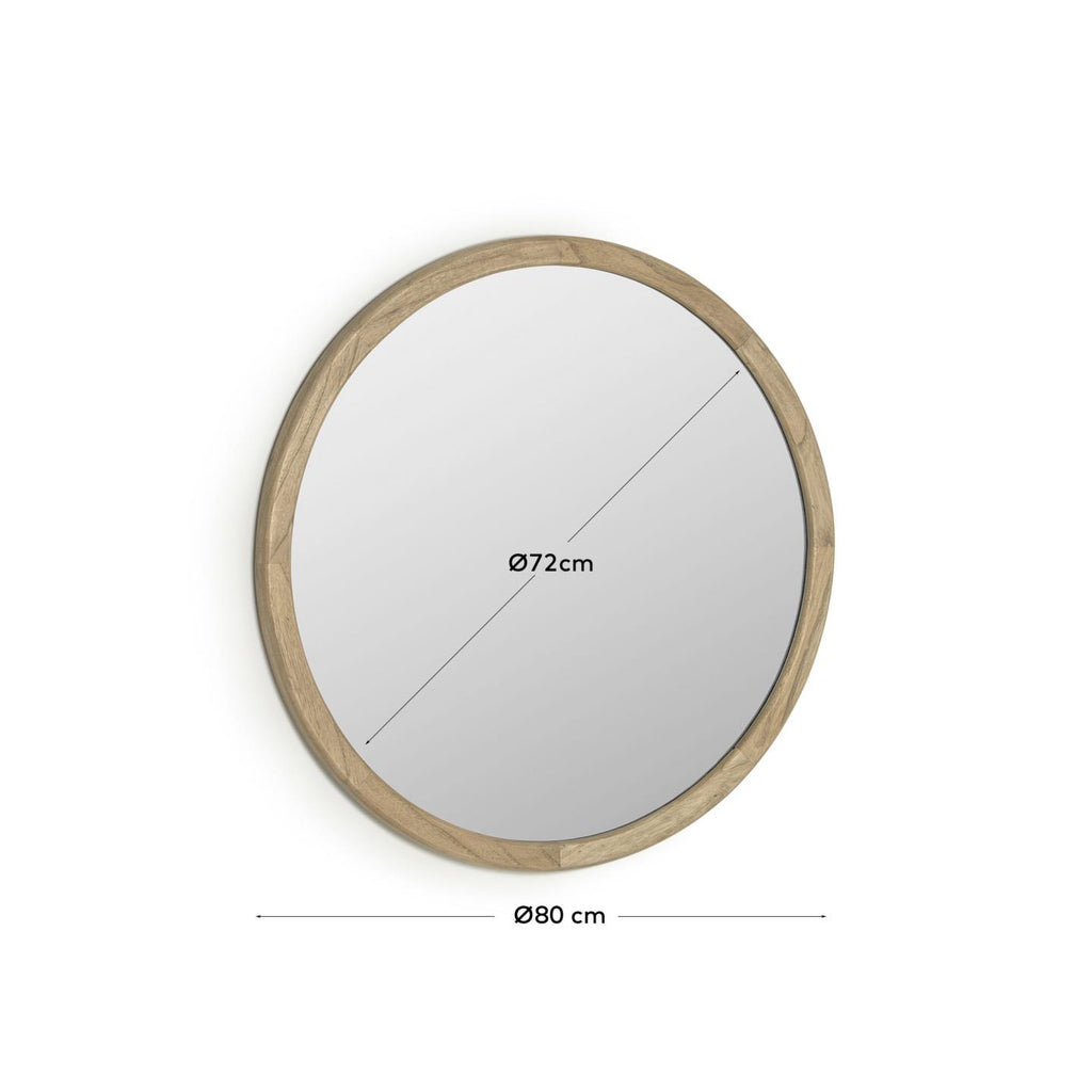 Alum round solid mindi wood mirror 80 cm