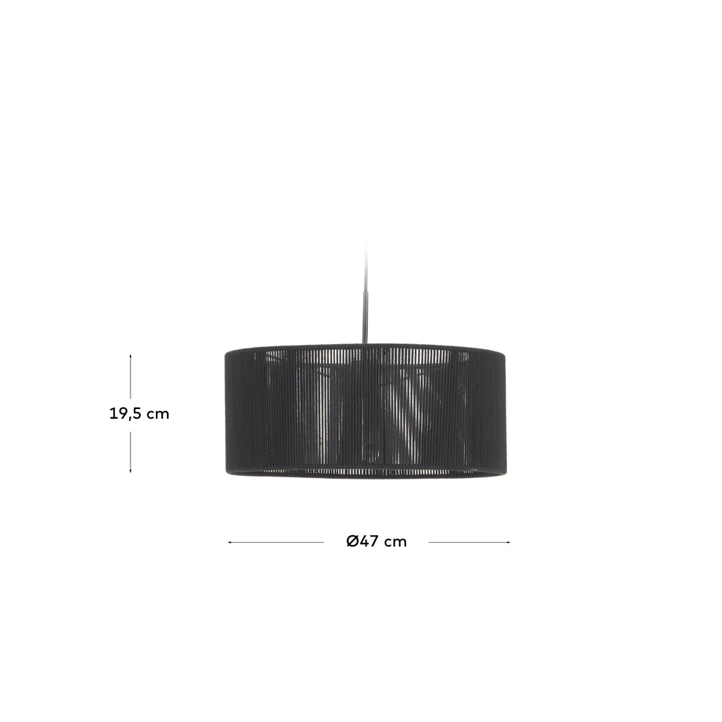 Cantia cotton ceiling light shade with black finish Ø 47 cm