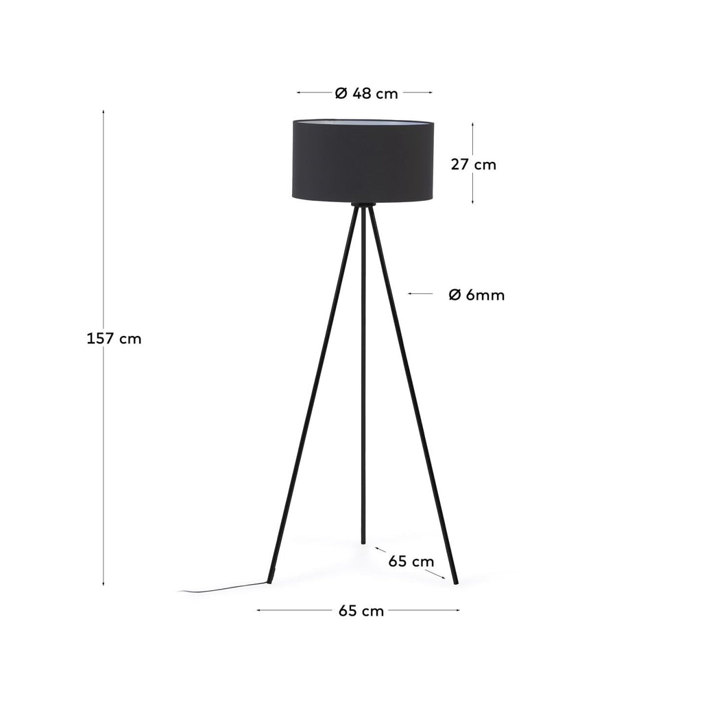 Ikia floor lamp in steel with black finish