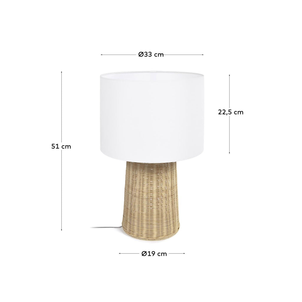 Kimjit table lamp in rattan with natural finish