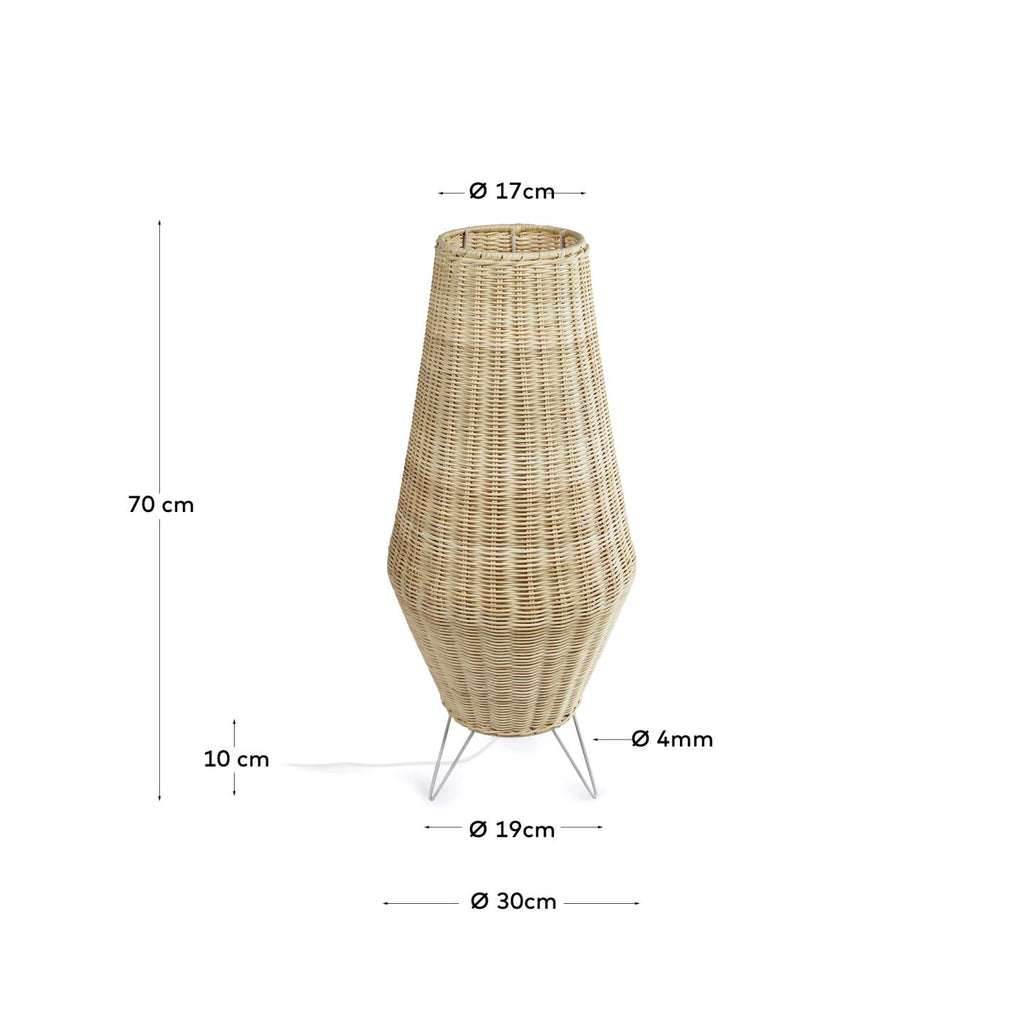 Large Kamaria floor lamp in rattan with natural finish