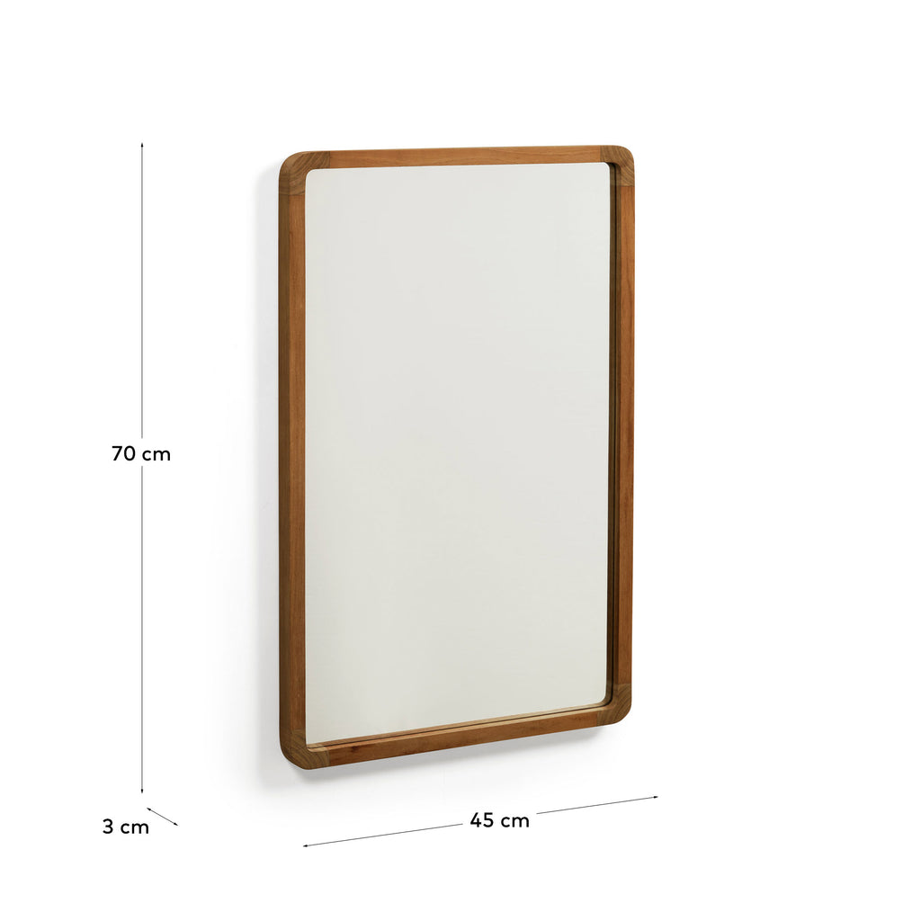 Shamel solid teak mirror with a walnut finish, 45 x 70 cm