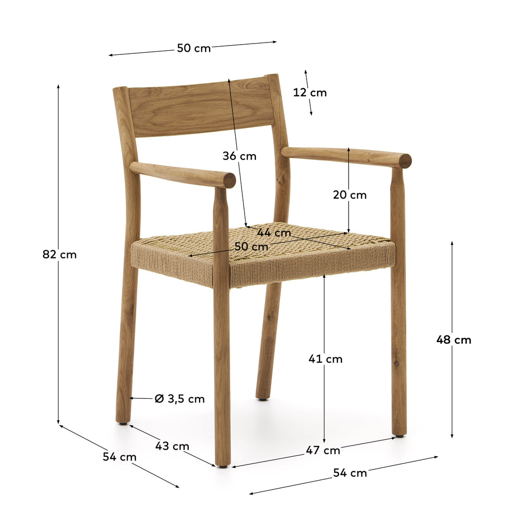 Yalia chair in solid oak with natural finish and rope seat FSC 100%