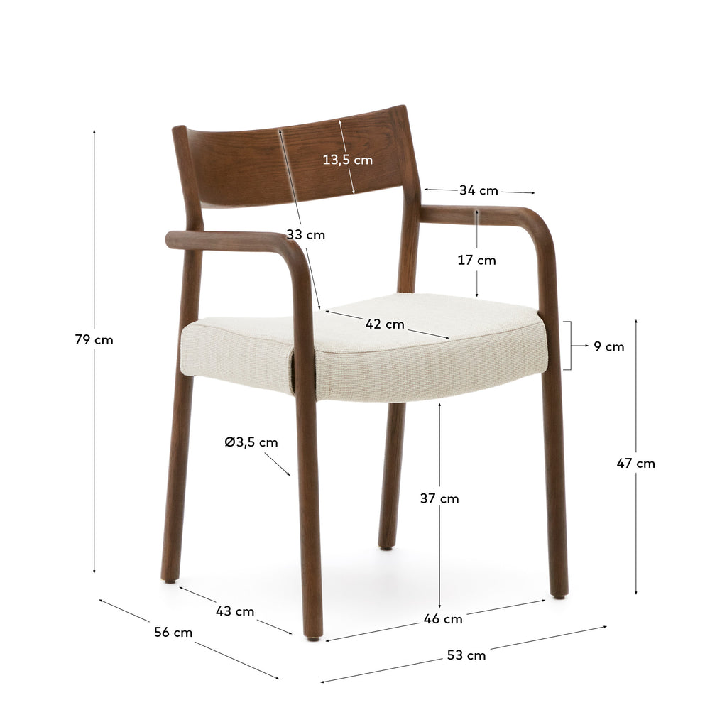Falconera chair with a removable cover in solid oak wood with walnut finish FSC Mix Credit