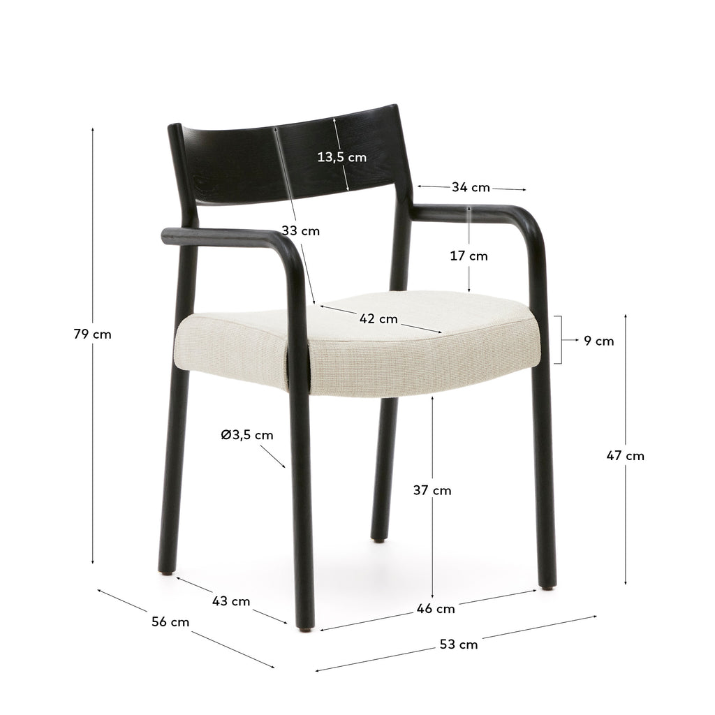 Falconera chair with a removable cover in solid oak wood with black finish FSC Mix Credit
