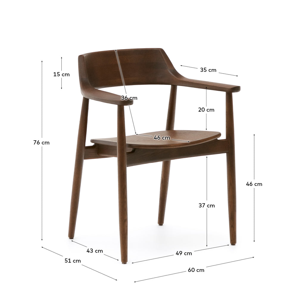 Fondes chair in solid oak wood with walnut finish FSC Mix Credit