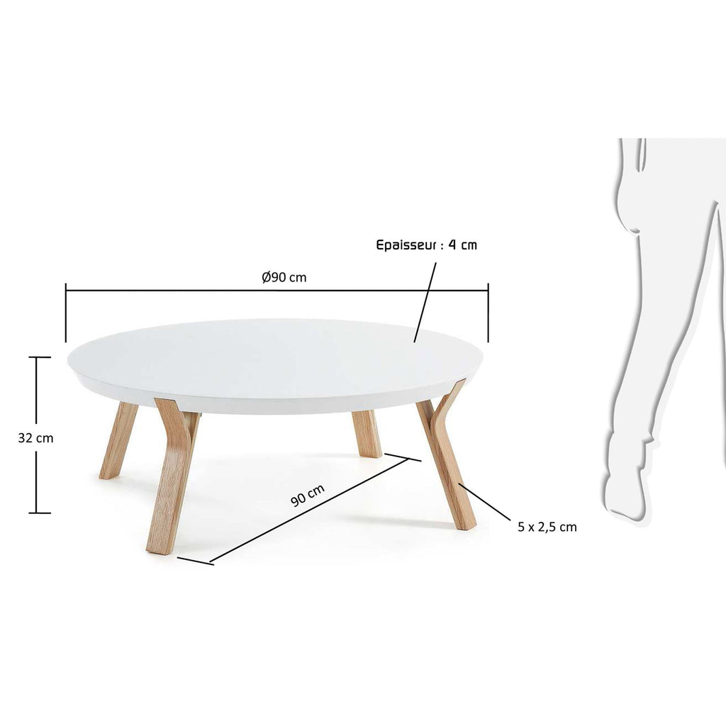 White and ash Dilos coffee table Ø 90 cm