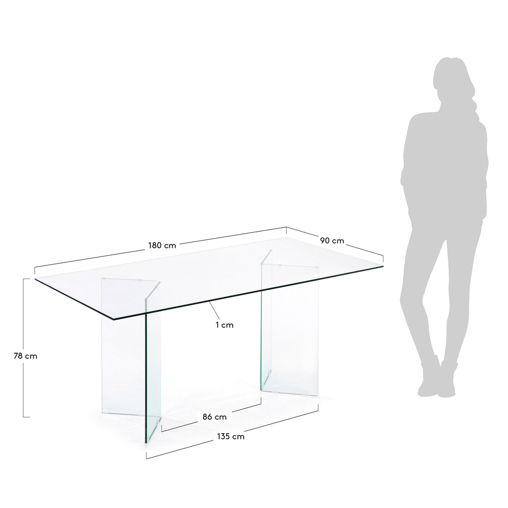 Burano glass table 180 x 90 cm