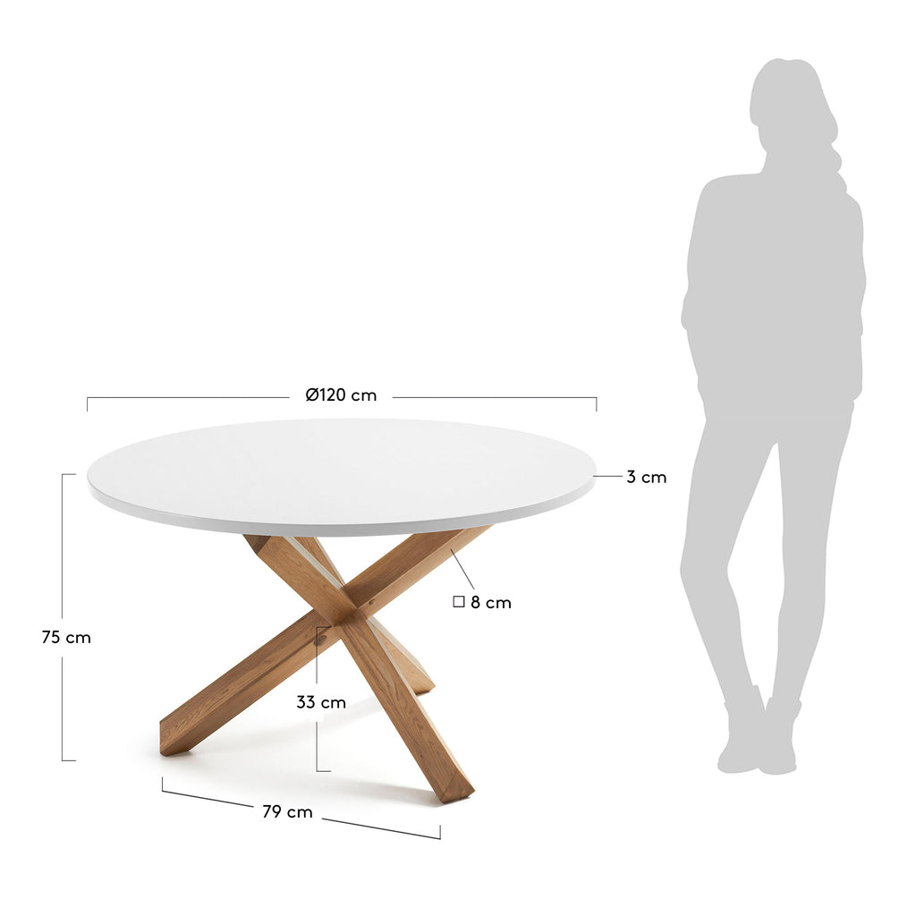 Lotus table in white with solid oak legs, Ø 120 cm