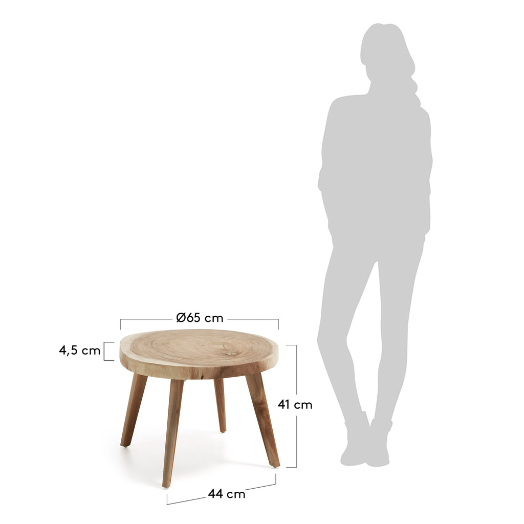 Wellcres solid rain tree wood side table, Ø 65 cm