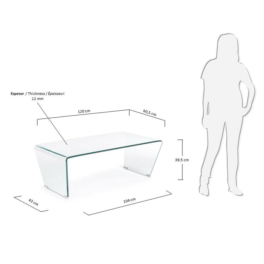 Burano glass coffee table 120 x 60 cm