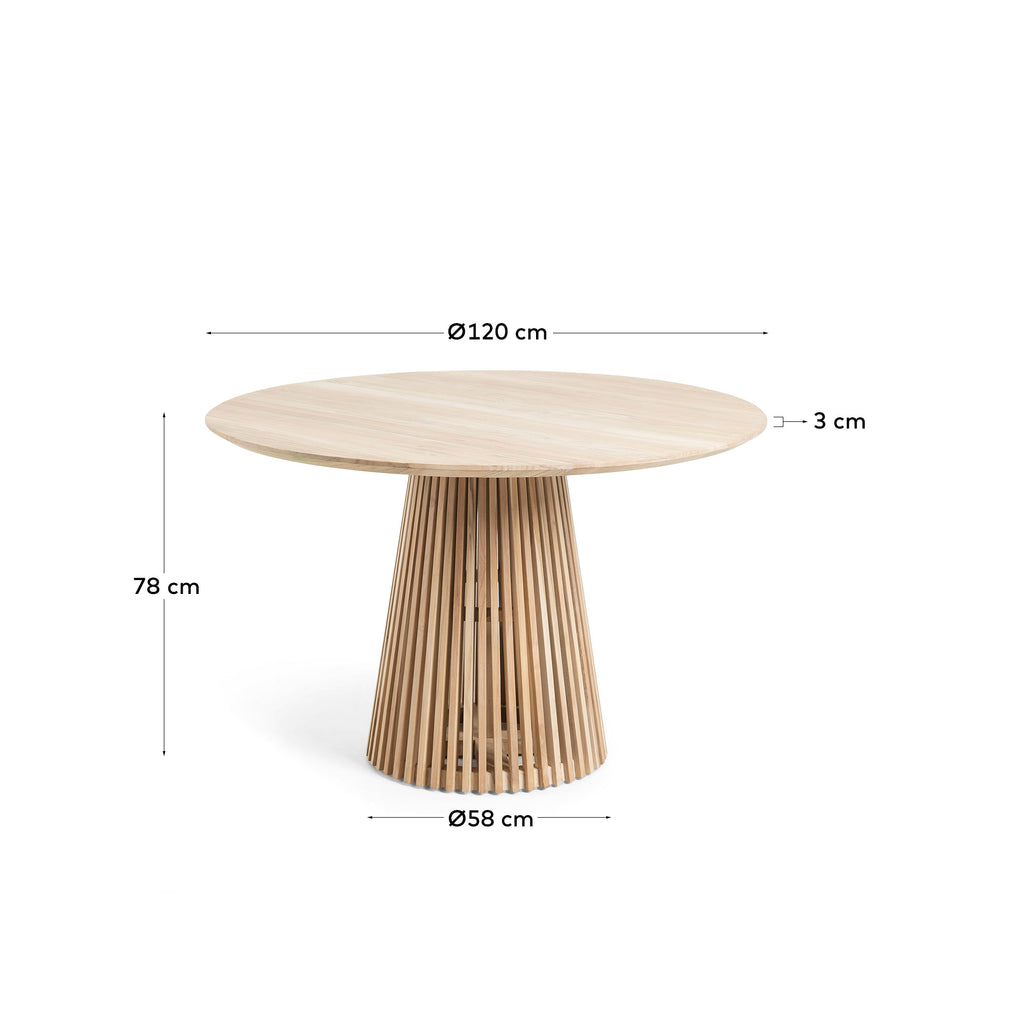 Jeanette round solid teak wood table, Ø 120 cm