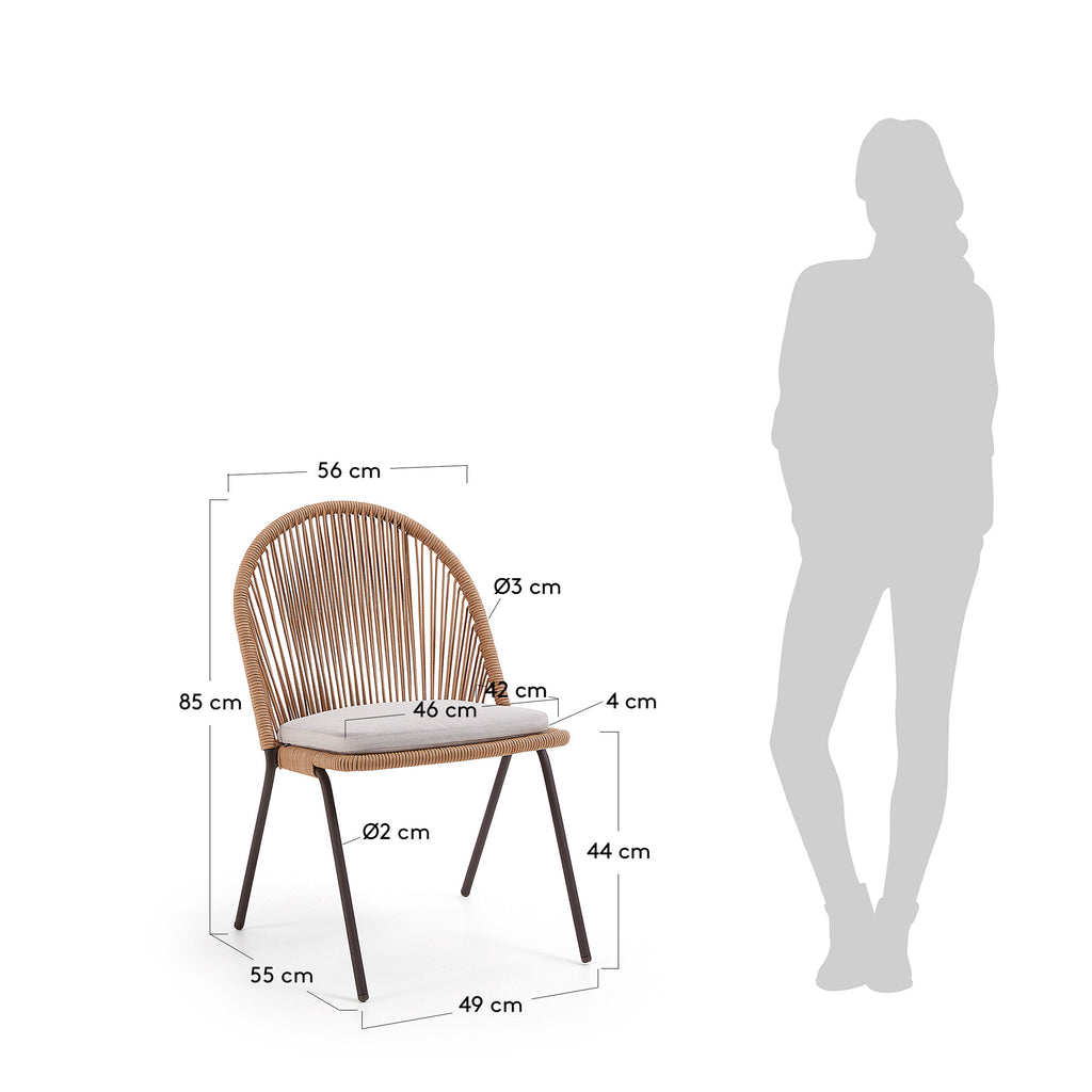 Shann stackable chair in beige cord and galvanised steel legs