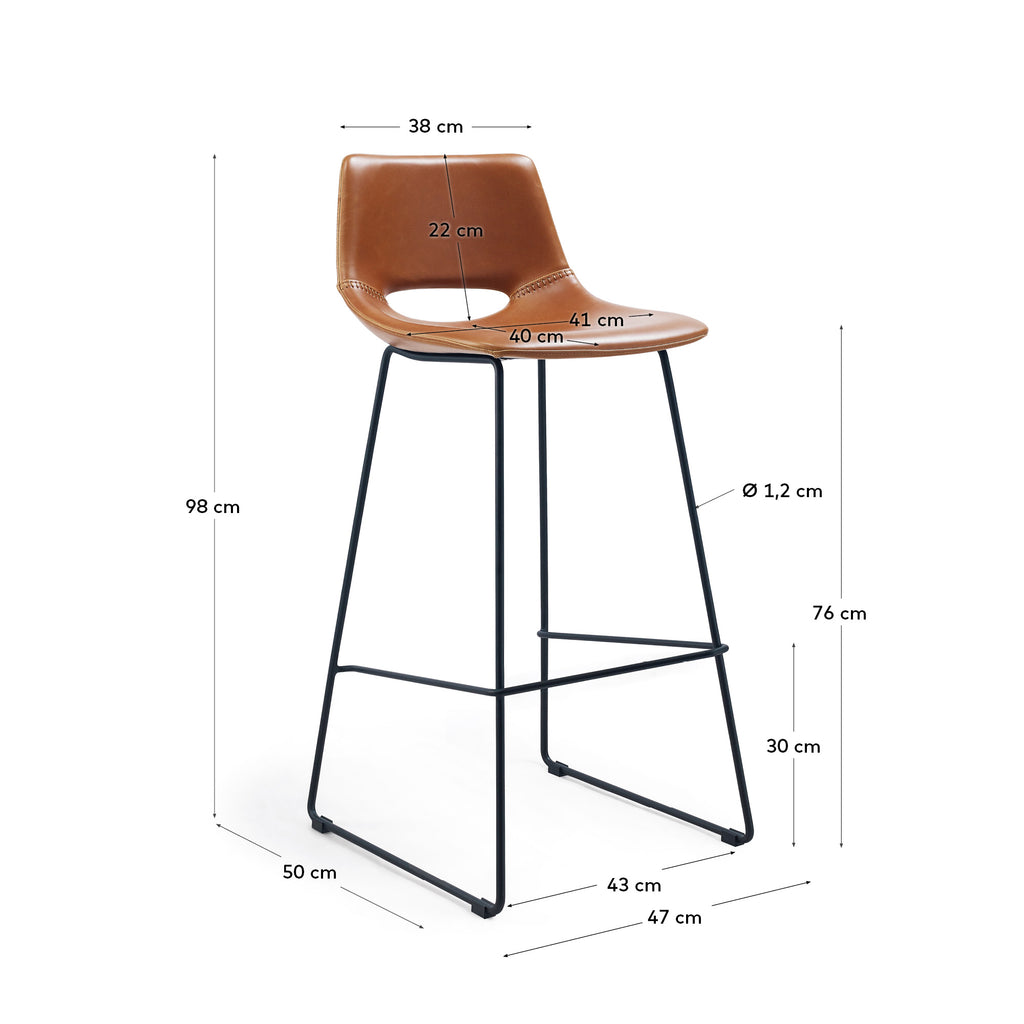 Brown synthetic leather Zahara barstool height 76 cm