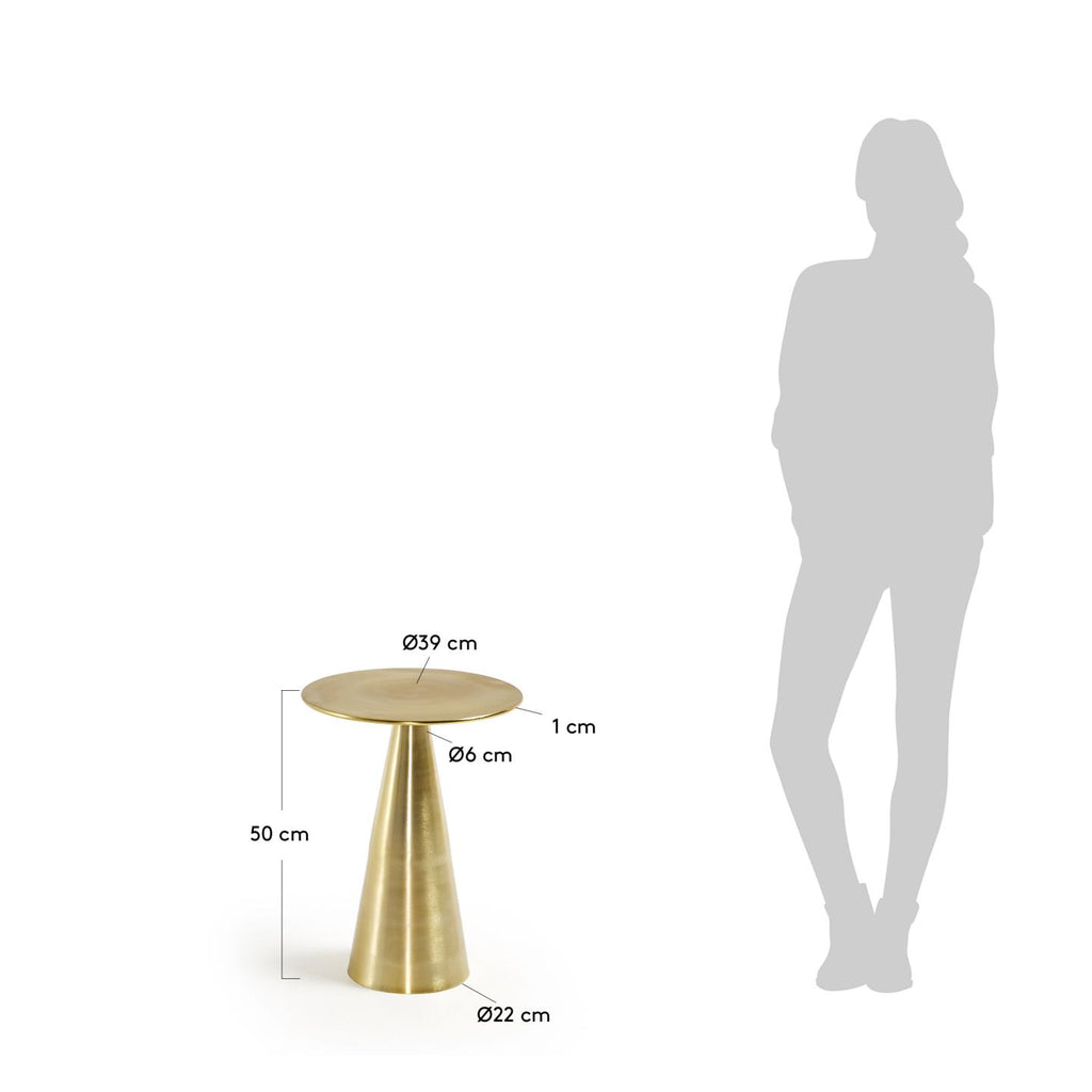 Rhet metal side table with gold finish, Ø 39 cm