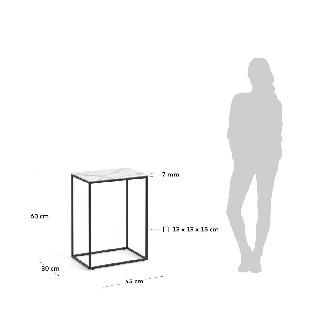 Rewena side table porcelain Kalos Blanco finishing 45 x 30 cm