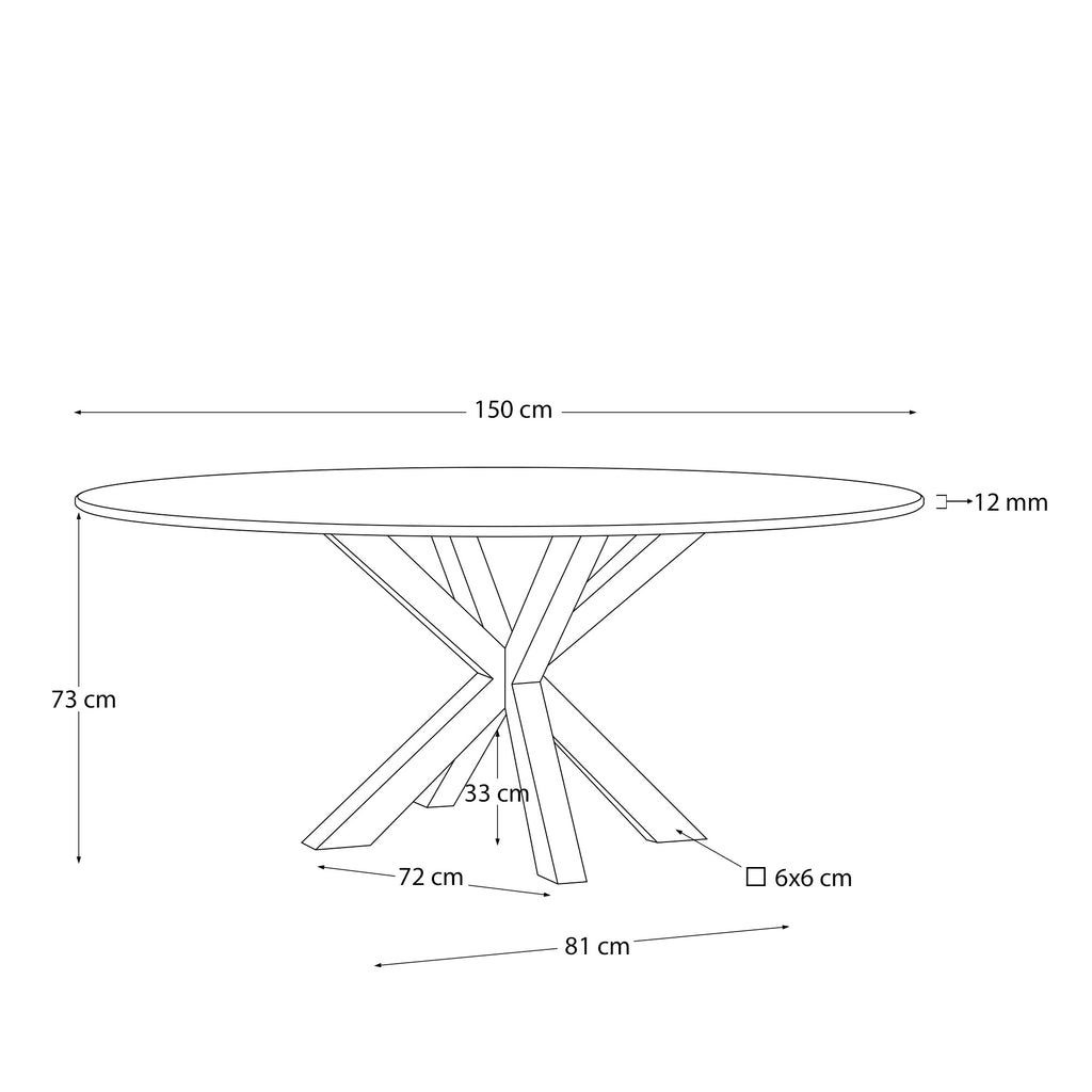 Argo round table in glass and steel legs with black finish Ø 150 cm