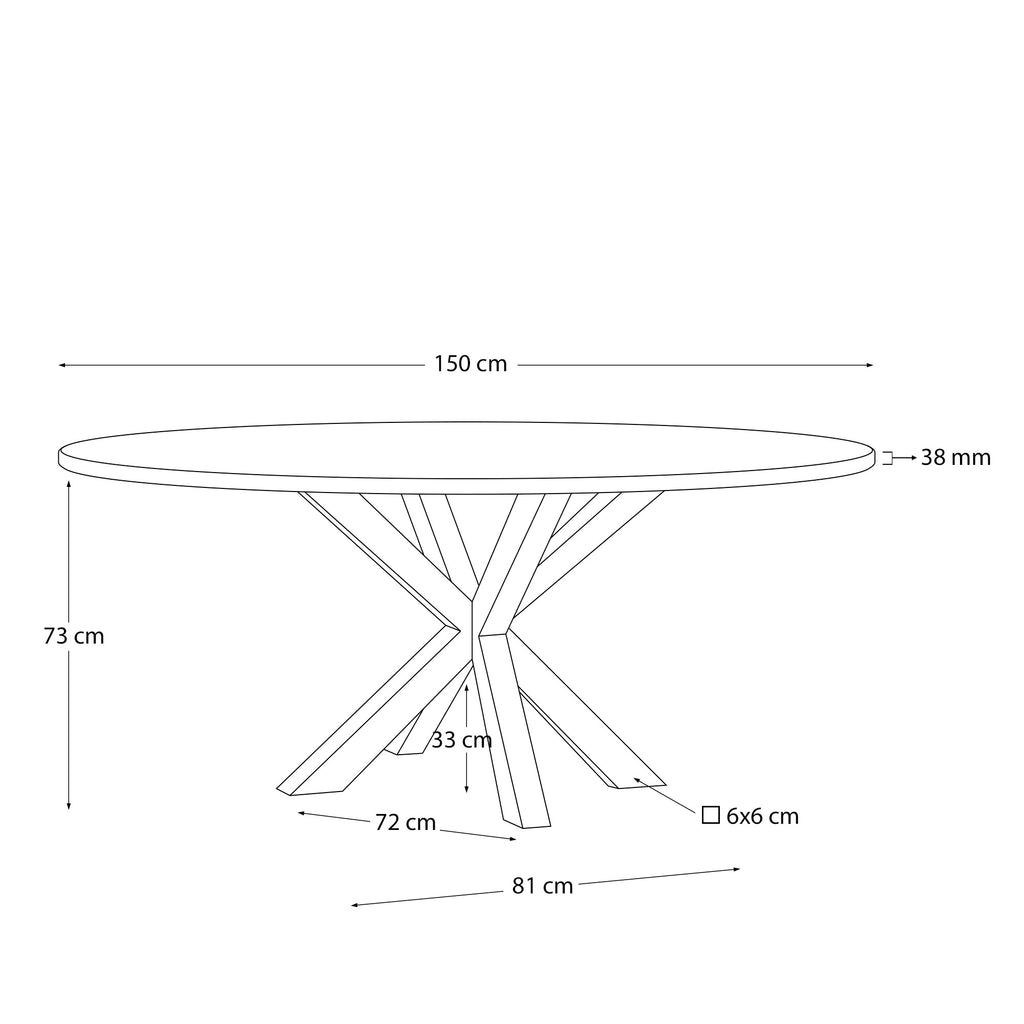 Round table Argo in solid acacia wood and steel legs with black finish Ø 150 cm