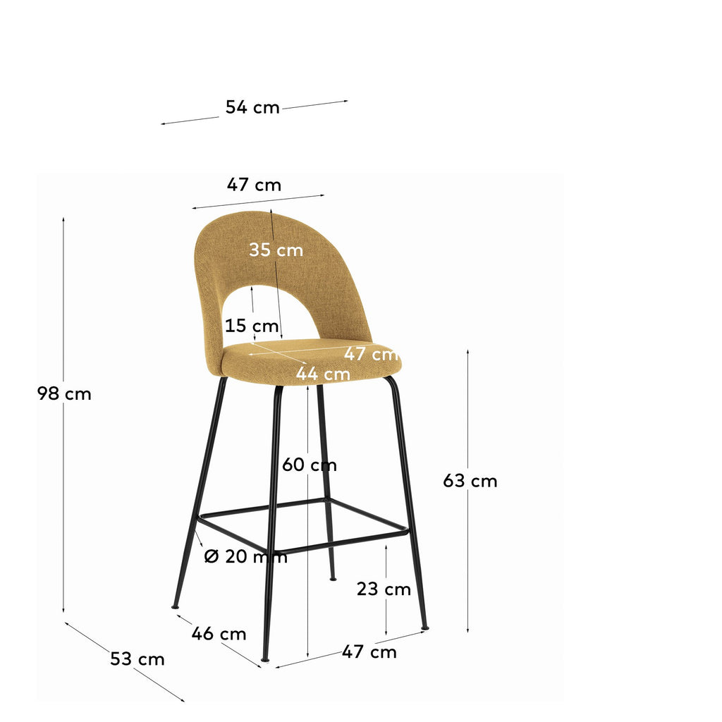 Mahalia mustard-yellow stool height 63 cm FSC 100%