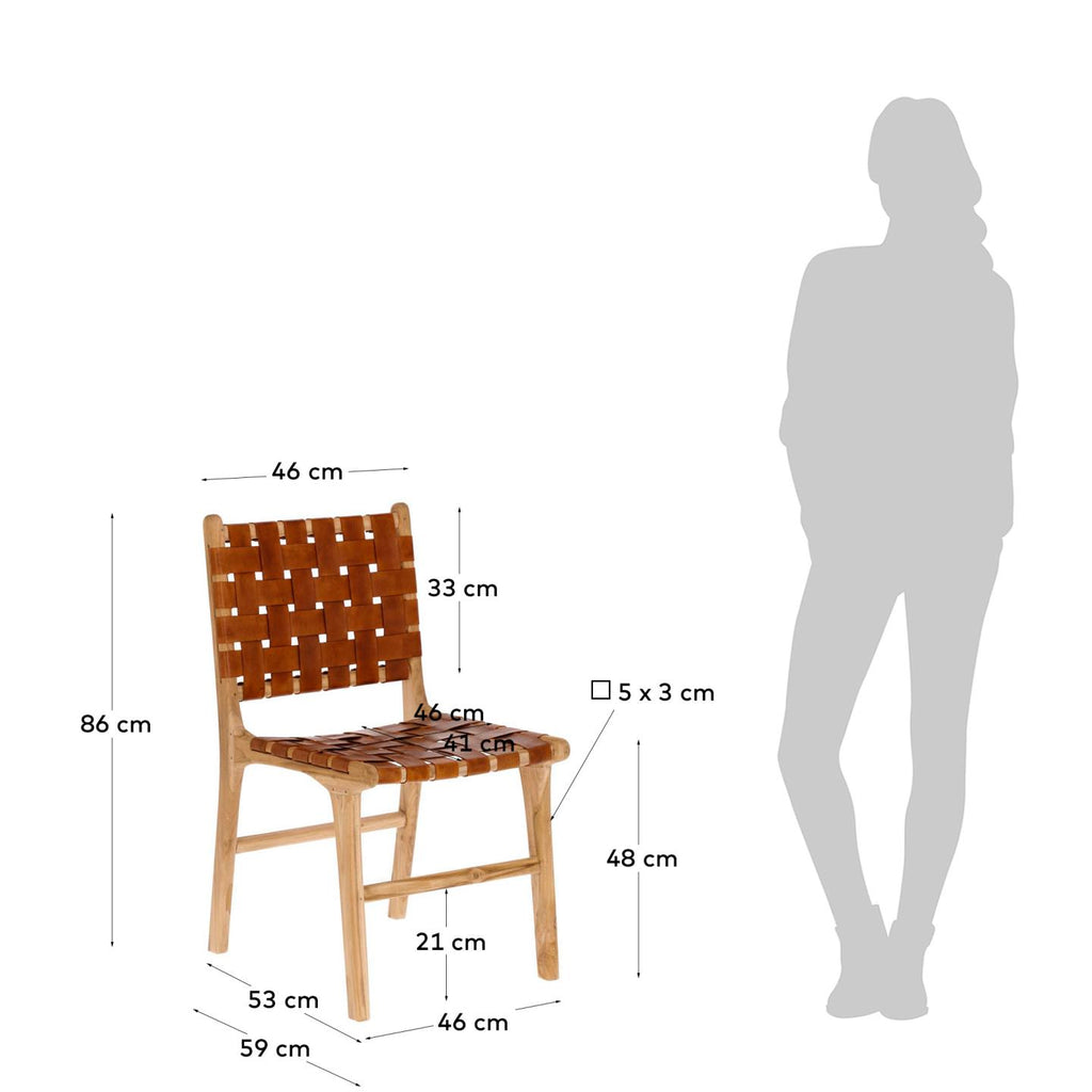 Calixta chair in leather and solid teak