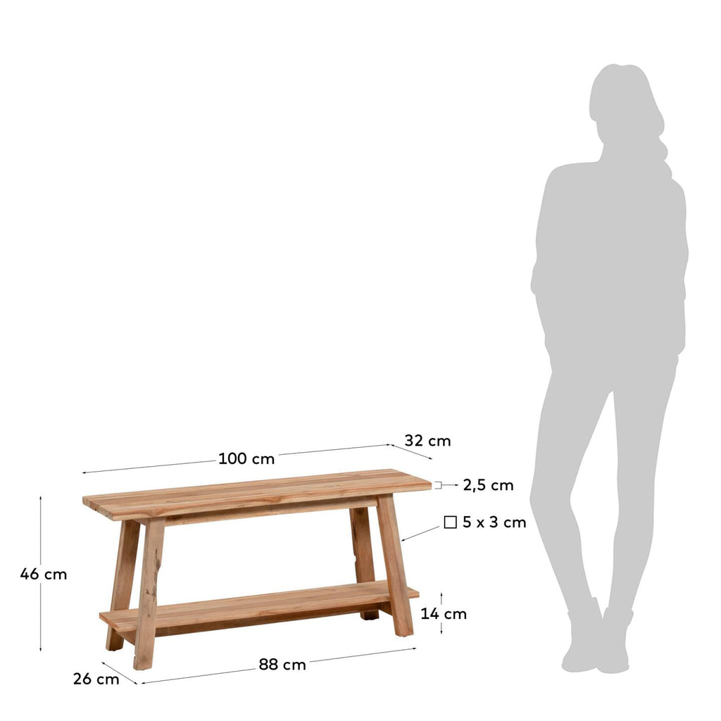Safara solid recycled teak bench 100 cm
