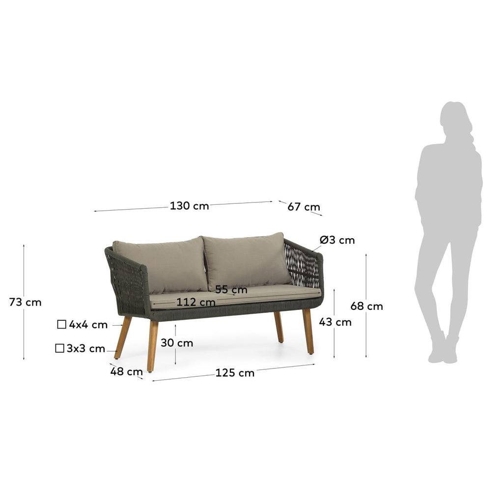 Inti 2 seater sofa with 2 green cord armchairs, FSC 100%