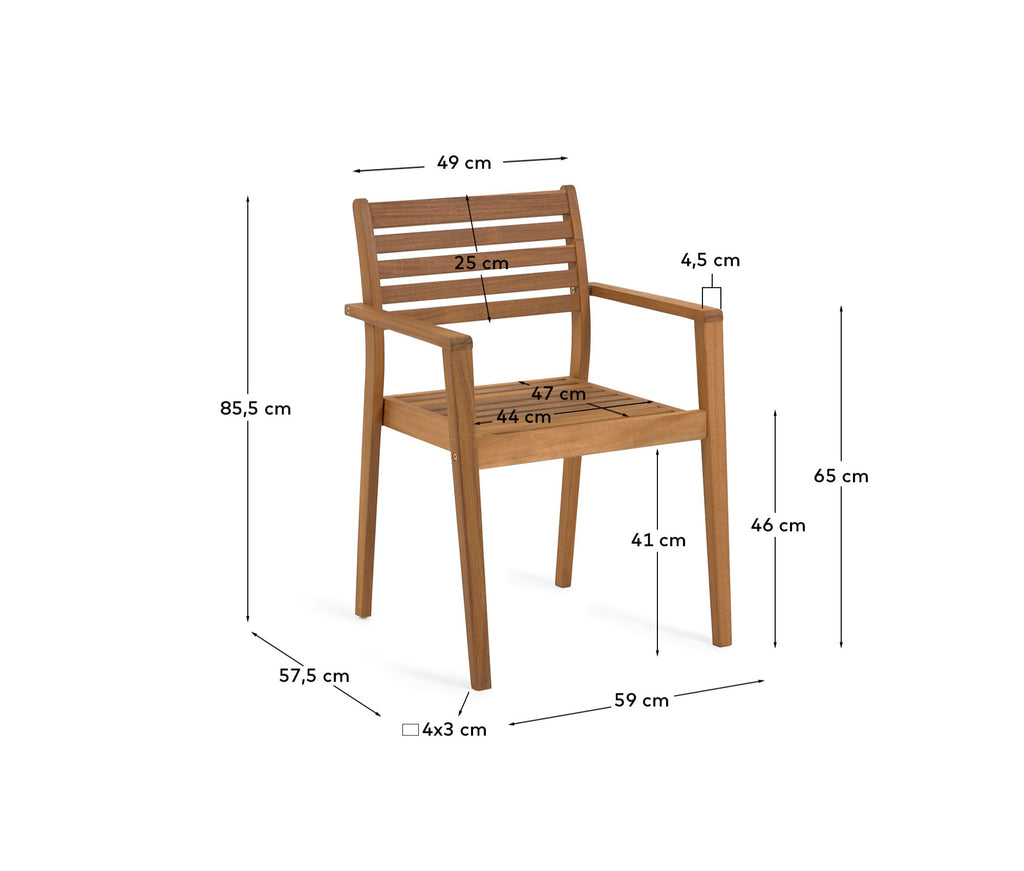 Hanzel stackable solid acacia wood garden chair FSC 100%