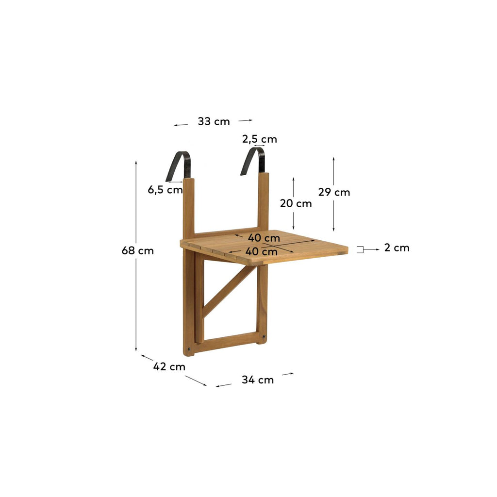 Amarillis folding balcony table made from solid acacia wood, 40 x 42 cm FSC 100%