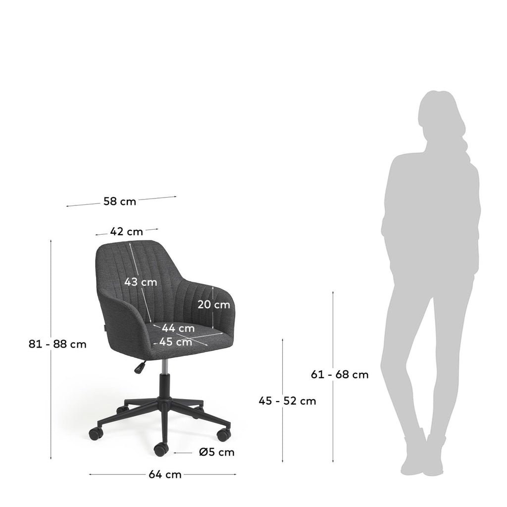 Madina dark grey office chair and legs made of steel in matt black
