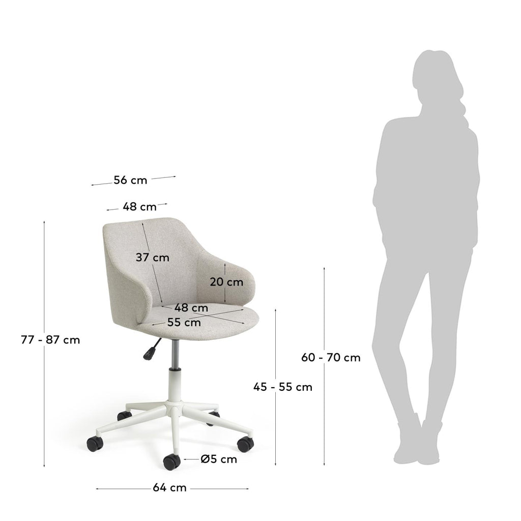 Einara light grey office chair and legs made of steel in matt white