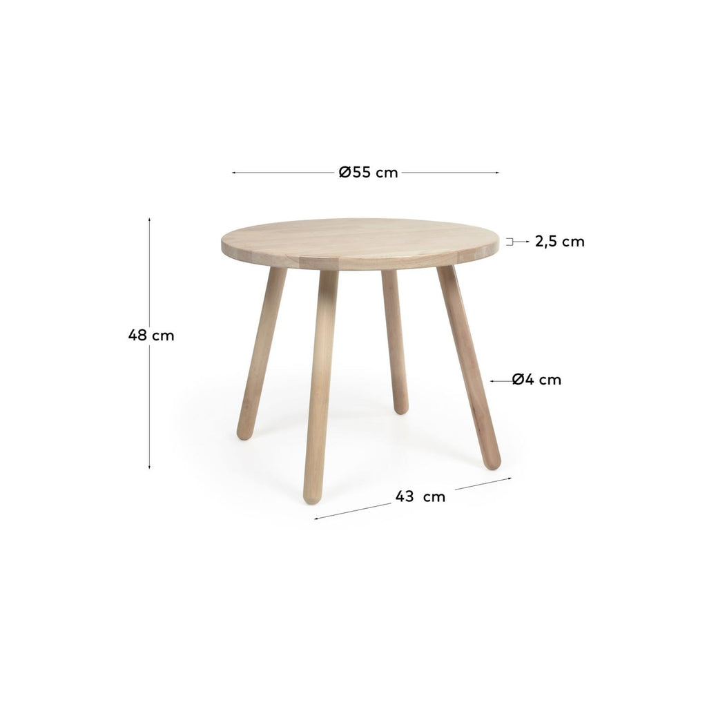 Round Dilcia kids table in solid rubber wood Ø 55 cm