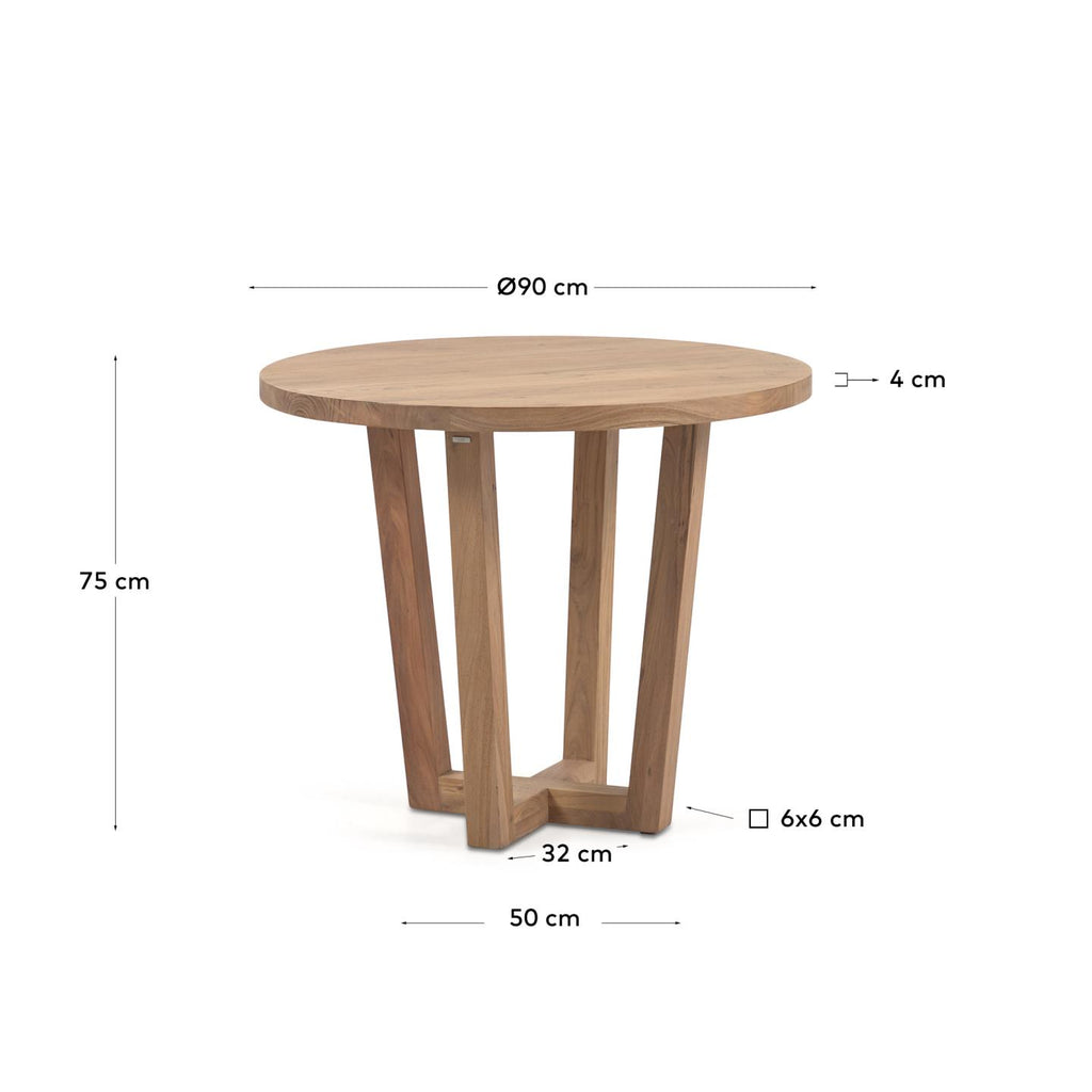 Nahla round table made from solid acacia wood with natural finish Ø 90 cm