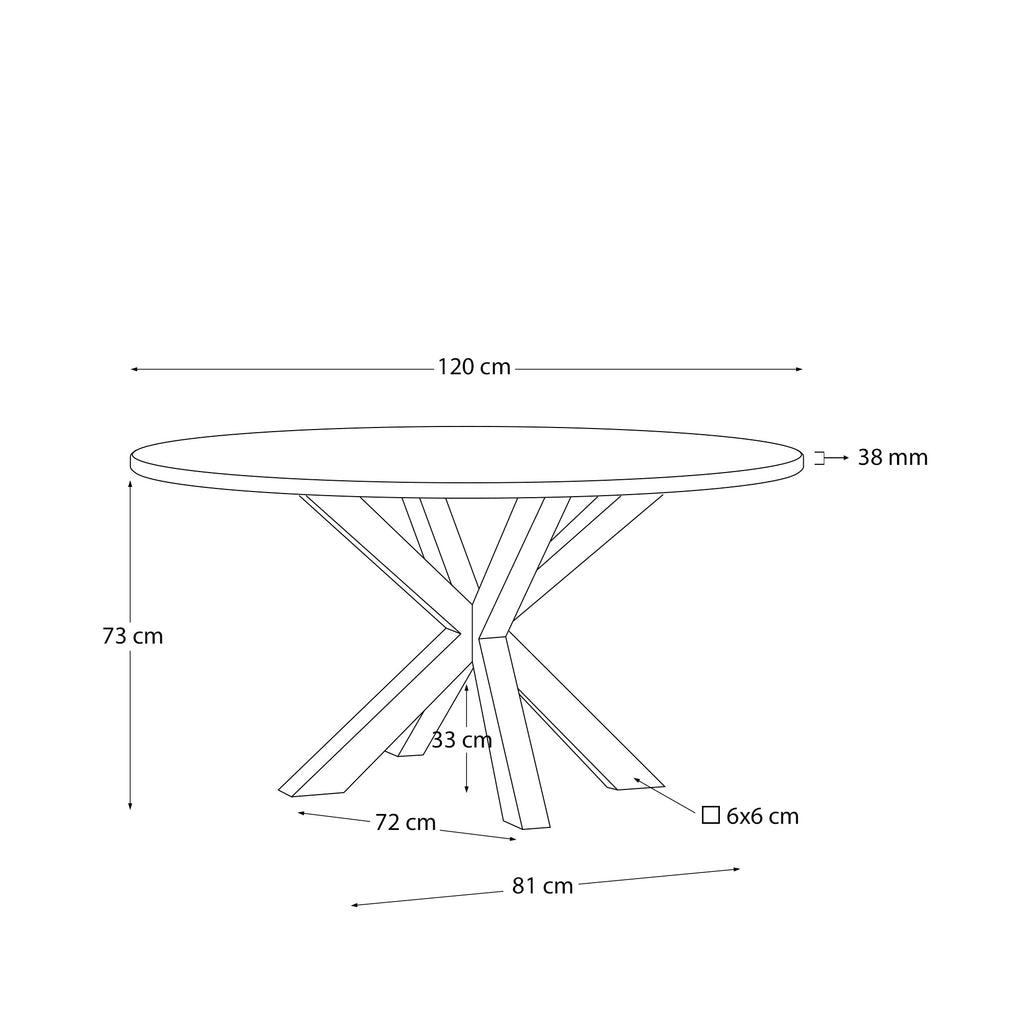 Argo round Ø 119 cm melamine table with steel legs with black finish