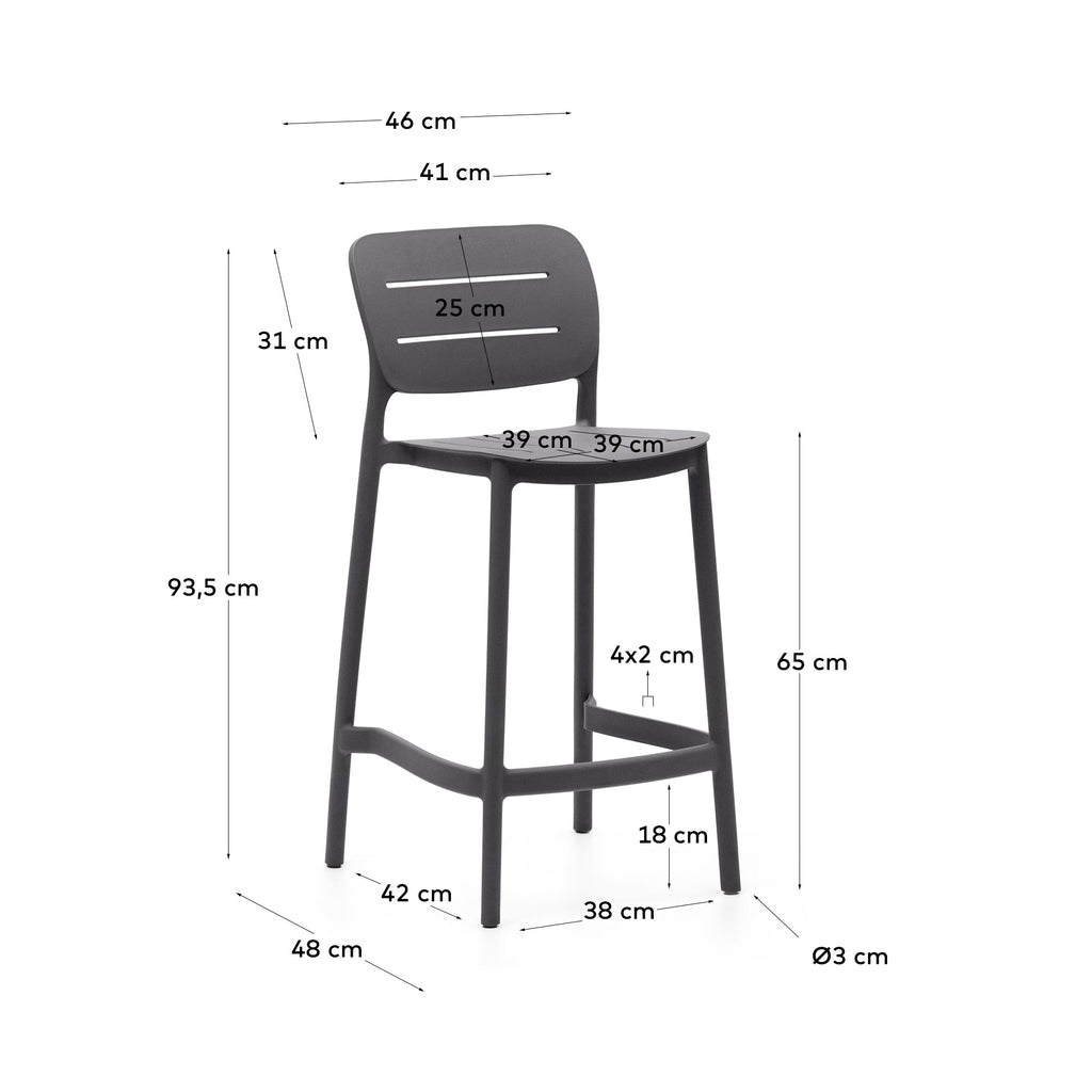 Morella stackable outdoor stool in grey, 65 cm