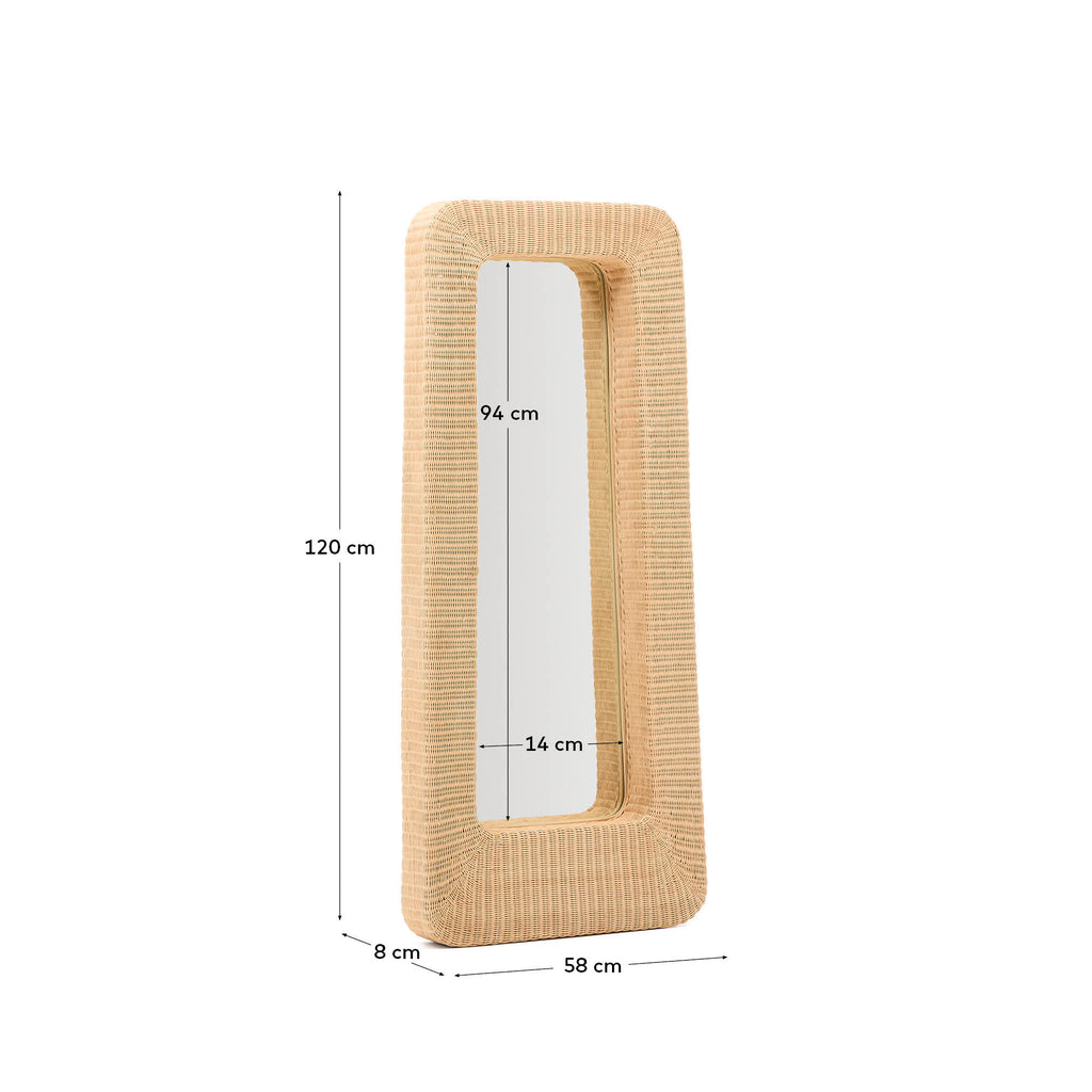 Zilna rattan mirror 58 x 120 cm