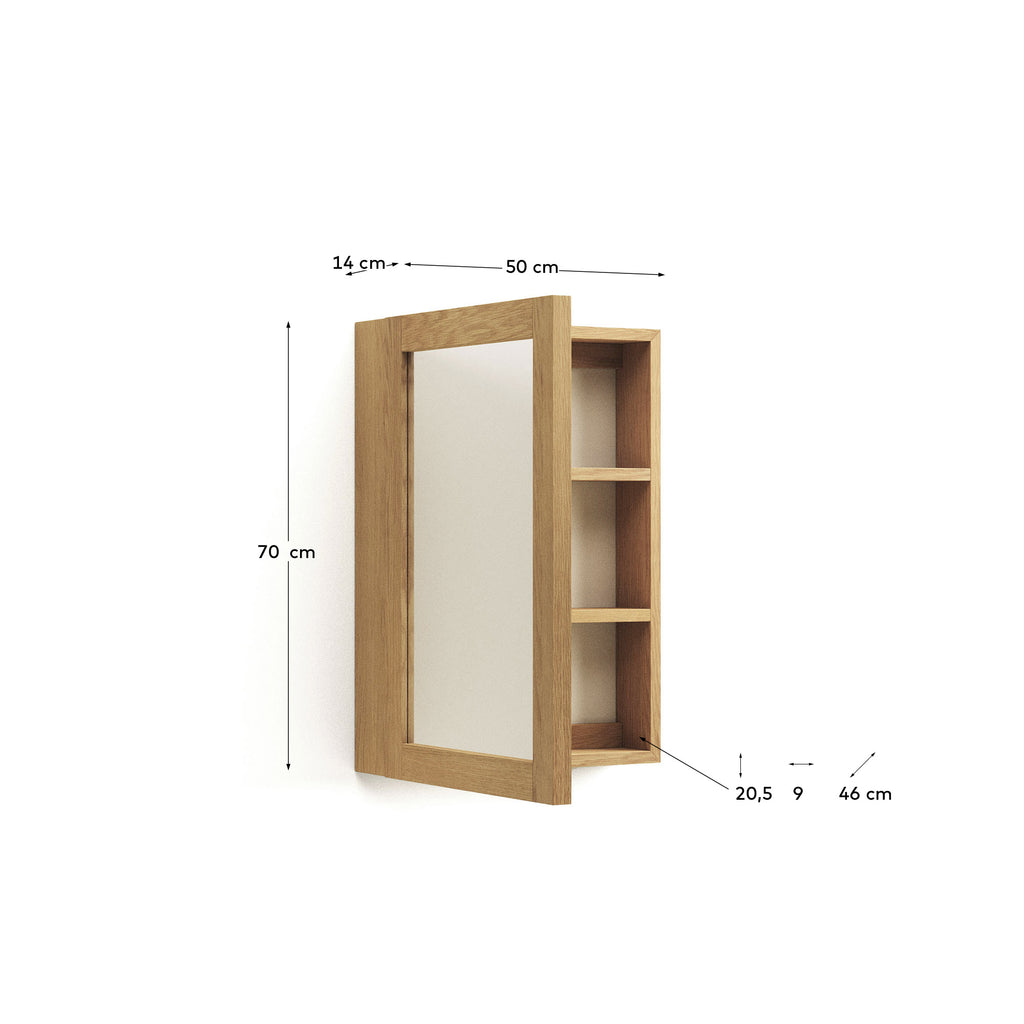 Plubia medicine cabinet with mirror in solid teak, 50 x 70 cm
